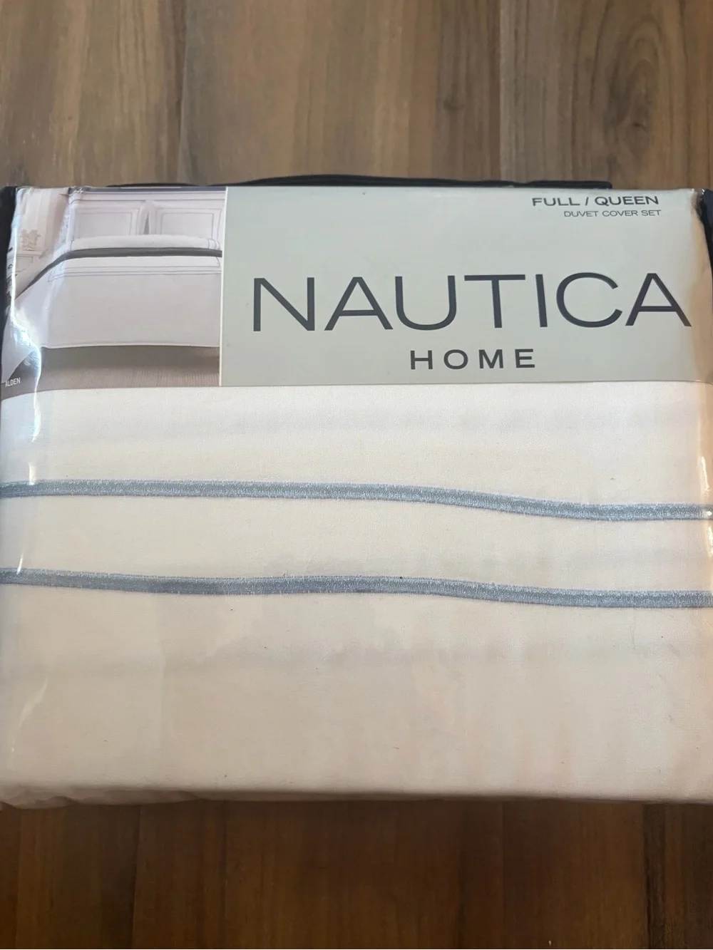 Nautica Alden Cotton-Rich White Duvet Cover Set Sz FULL/QUEEN NWT